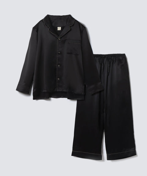 【SET-UP】Silk Pajamas Midnight Black