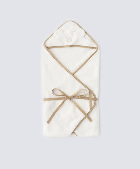 Organic Cotton Hooded Ribbon Baby Swaddle