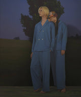 【Tops】Royal Organic Cotton Double Button Pajama Cobalt Blue