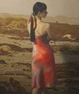 Watercolor Silk Dress Evening Glow