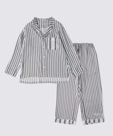【SET-UP】Striped Silk Pajamas Narrow