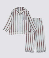 【Tops】Striped Silk Pajamas Wide