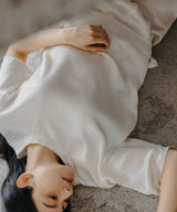 【SET-UP】Silk Satin Pullover & Bottoms Pearl White