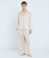 【SET-UP】Silk Jacquard Pajamas Water Pattern Pearl White