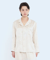 【Tops】Silk Jacquard Pajamas Water Pattern Pearl White