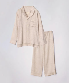 【SET-UP】Silk Jacquard Pajamas Water Pattern Pearl White