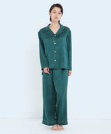 【SET-UP】Silk Jacquard Pajamas Water Pattern Green