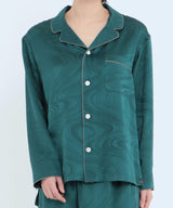 【Tops】Silk Jacquard Pajamas Water Pattern Green