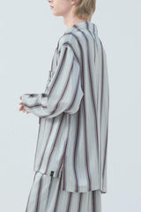 【SET-UP】Striped Silk Pajamas Wide