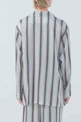 【SET-UP】Striped Silk Pajamas Wide