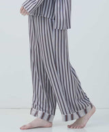 【Bottoms】Striped Silk Pajamas Narrow