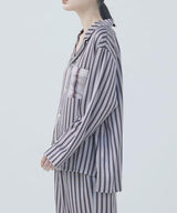 【Tops】Striped Silk Pajamas Narrow