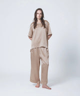Silk Satin Pullover Pink Beige