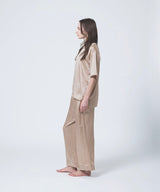 【SET-UP】Silk Satin Pullover & Bottoms Pink Beige