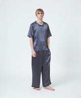 【SET-UP】Silk Satin Pullover & Bottoms Charcoal Gray