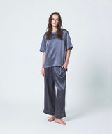 【SET-UP】Silk Satin Pullover & Bottoms Charcoal Gray