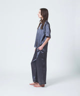 【SET-UP】Silk Satin Pullover & Bottoms Charcoal Gray