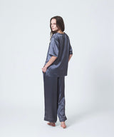 【SET-UP】Silk Satin Pullover & Bottoms Charcoal Gray