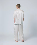 【SET-UP】Silk Satin Pullover & Bottoms Pearl White
