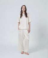 【SET-UP】Silk Satin Pullover & Bottoms Pearl White