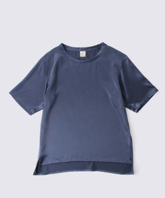 Silk Satin Pullover Elegant Navy