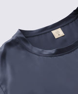 【SET-UP】Silk Satin Pullover & Bottoms Elegant Navy