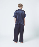 【SET-UP】Silk Satin Pullover & Bottoms Elegant Navy