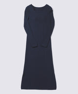 Silk Blend Rib Knit Dress Navy