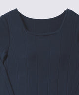 Silk Blend Rib Knit Dress Navy
