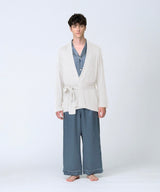【Men's】Silk Blend Robe Knit Cardigan Ecru