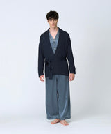 【Men's】Silk Blend Robe Knit Cardigan Navy
