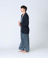 【Men's】Silk Blend Robe Knit Cardigan Navy