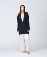 【Women's】Silk Blend Robe Knit Cardigan Navy