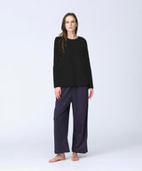 【Women's】Silk Cotton Long Sleeve T-Shirt Black