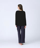 【Women's】Silk Cotton Long Sleeve T-Shirt Black
