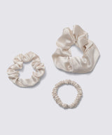 Silk Scrunchie Set of 3 : Pearl White
