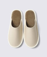 Genuine Leather Room Shoes, Velveteen Insole, Off-White