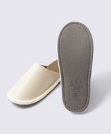 Genuine Leather Room Shoes, Velveteen Insole, Off-White