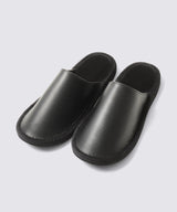 Genuine Leather Room Shoes, Velveteen Insole, Black
