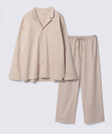 【SET-UP】Silky Cotton Pajamas Champagne Beige