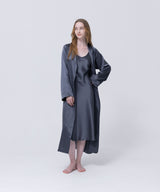 Silk Long Gown Charcoal Gray