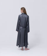 Silk Long Gown Charcoal Gray