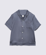 【Tops】Silk Pajamas Half Sleeve Charcoal Gray