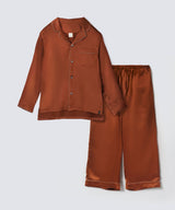 【SET-UP】Silk Pajamas Amber Brown
