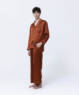 【SET-UP】Silk Pajamas Amber Brown
