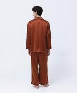 【SET-UP】Silk Pajamas Amber Brown