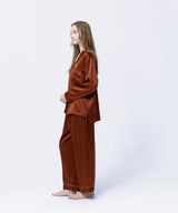 【SET-UP】Silk Pajamas Amber Brown