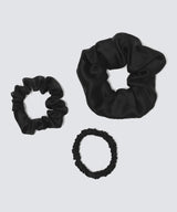 Silk Scrunchie Set of 3 : Midnight Black