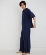 【SET-UP】Royal Organic Cotton T-Shirt and Wide Pants Navy