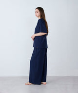 【SET-UP】Royal Organic Cotton T-Shirt and Wide Pants Navy